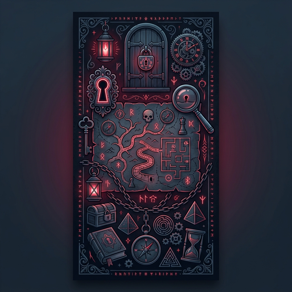 Super Escape Room mystery banner illustration